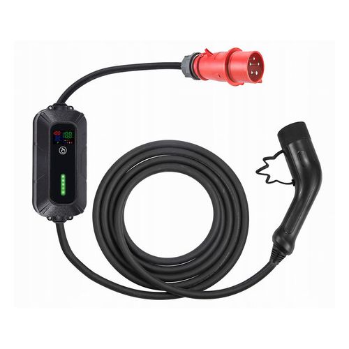 PLATINET PPC32AT22 portable EV electric charger, 22kW, 5m, for electric / hybrid vehicles, TYPE 2, SCHUKO adapter, LED display, bag