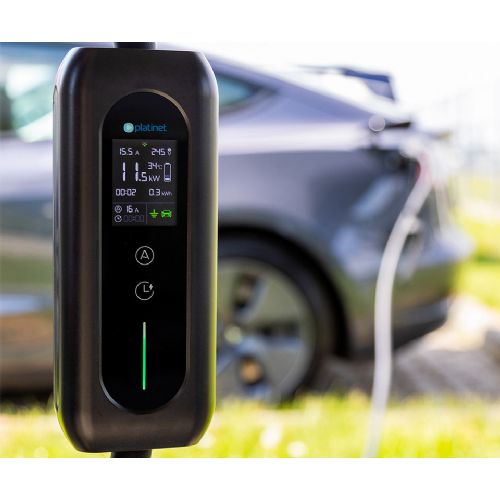 Smart EV charger PLATINET PPCW5M11, portable, 11kW, 16A, TYPE 2, 5m, 3-phase, Tuya Smart application, WIFI, Bluetooth, for electric / hybrid vehicles, LCD display, + bag