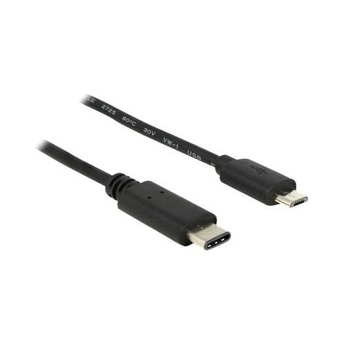 Delock USB 2.0 USB-C to Micro-USB data cable, black, 1 m, reversible
