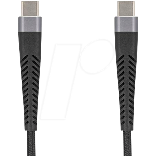 Delock USB 2.0 data cable USB-C male to USB-C male, 1 m, extended shielding, PD 60 W, black