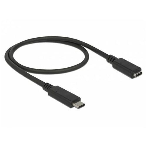 Delock USB 3.2 Gen 1 data cable extension, USB-C male to USB-C female, 0.5 m, black, speed up to 5 Gbit/s