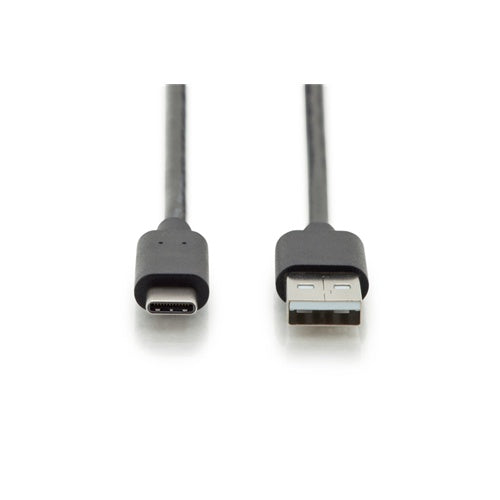Digitus USB 2.0 data cable USB-A to USB-C black, 3m, PD, fast charging up to 15W