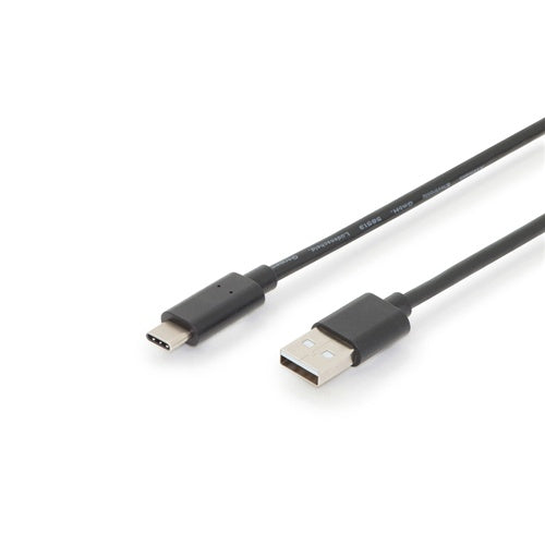 Digitus USB 2.0 data cable USB-A to USB-C black, 3m, PD, fast charging up to 15W