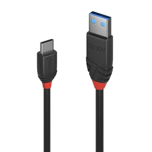 Lindy Black Line USB 3.2 Gen 2 data cable, USB-A to USB-C, 10 Gbit/s, 1 m, triple shielding