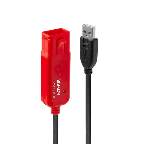 Lindy Pro USB 2.0 data cable, active, USB-A male to USB-A female, 8 m, signal amplification, gold-plated contacts