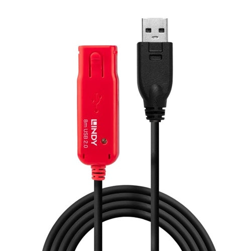 Lindy Pro USB 2.0 data cable, active, USB-A male to USB-A female, 8 m, signal amplification, gold-plated contacts