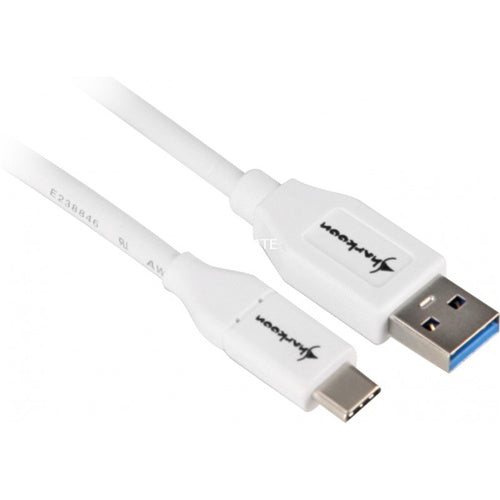 Sharkoon USB 3.2 Gen 2 data cable, USB-A to USB-C, 10 Gbit/s, white, 1 m