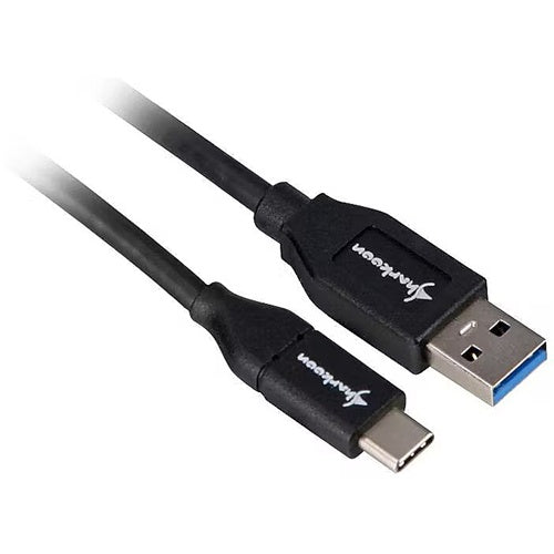 Sharkoon USB 3.2 Gen 2 data cable, USB-A to USB-C, 10 Gbit/s, double-sided, 1 meter, black