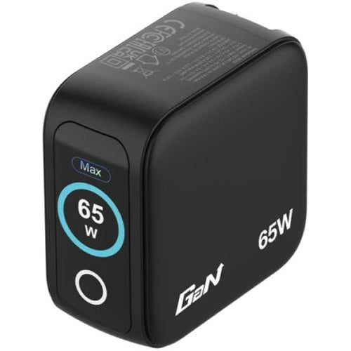 Verbatim Mini-GaN 65W Phone Charger, 2x USB-C, 1x USB-A, display, charges 3 devices simultaneously