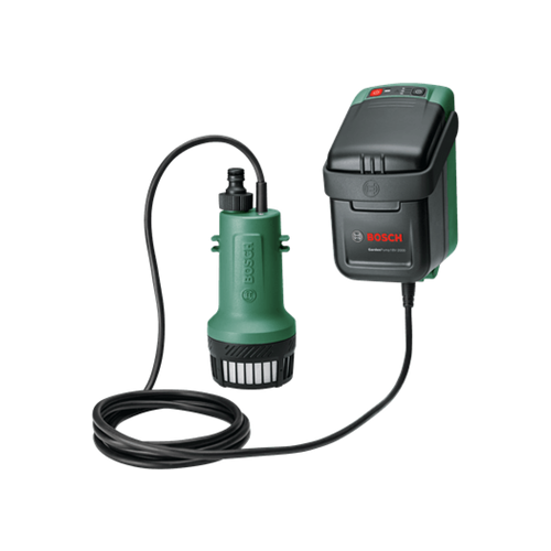 Bosch GardenPump 18V-2000 submersible pump, Li-Ion battery 2.5 Ah, 17.5 m pumping height, 2,000 l/h water flow, green/black