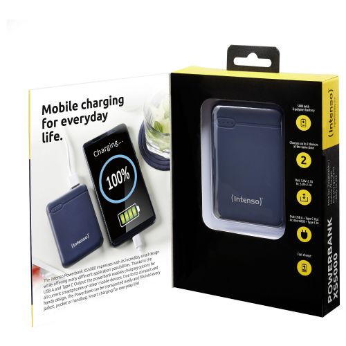 Power bank Intenso XS5000 5000 mAh, blue, USB-C/micro USB, 2 outputs, Li-polymer