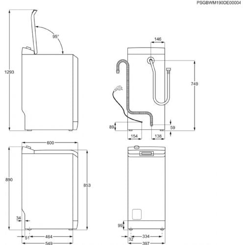 Pralni stroj Electrolux EW6TN4261, 6 kg, 1200 obr./min, z zgornjim polnjenjem, 40 x 89 x 60 cm