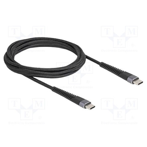 Delock USB 2.0 cable, USB-C plug &; USB-C plug with extended strain relief (black, 2 meters, PD 3.0, charging up to 60 watts)
