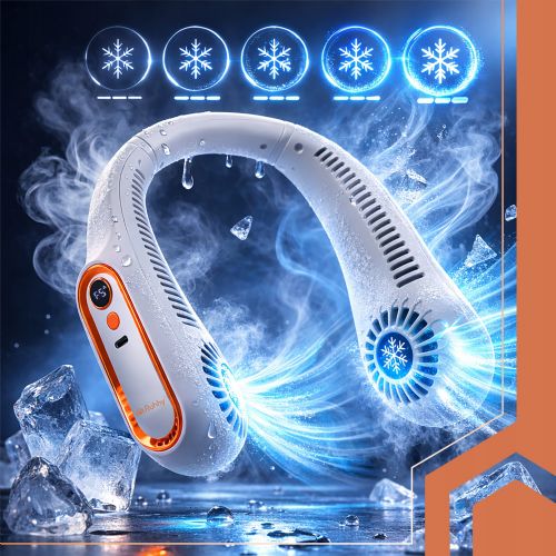 Portable battery 1200mAh door fan USB LCD 360° white