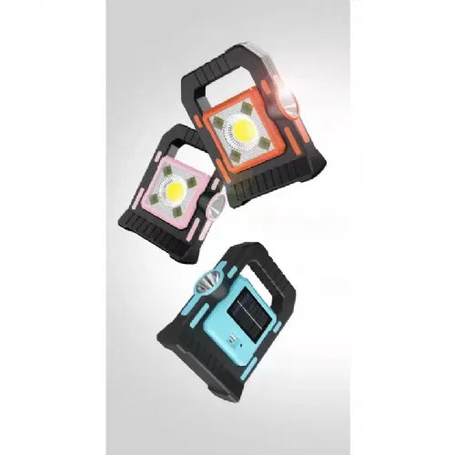 Portable COB LED Solar Rechargeable Spotlight USB Powerbank