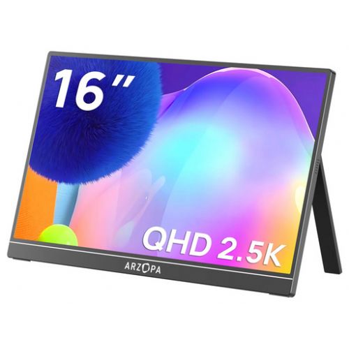 Portable monitor 16.0'' (41 cm) QHD IPS 60Hz, mHDMI, USB-C, speakers, ARZOPA Z1RC