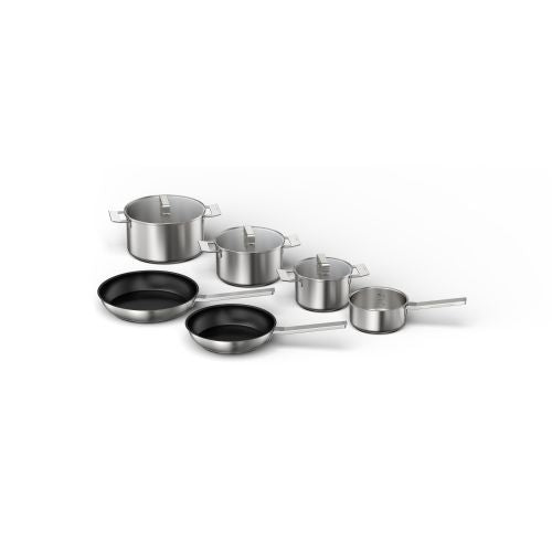 Bosch HEZ9SE060 cookware set, 6-piece + lids, suitable for induction, stainless steel