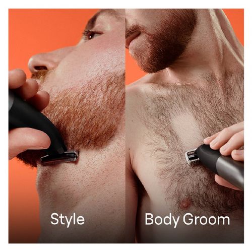 Prirezovalnik brade Braun Series X XT5200 Face+Body+Travel, črna/srebrna