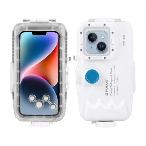 Puluz Waterproof iPhone Case (40 m) with One-Way Valve (White)