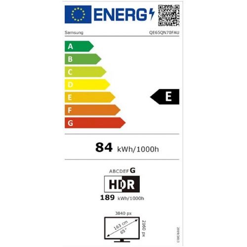 TV Samsung QE65QN70FAUXXH 165 cm (65''), 3840 x 2160 (4K UHD), Neo QLED, Tizen, 144Hz, 4 x HDMI, 2x USB-A, Ethernet (LAN), CI Slot 152170983