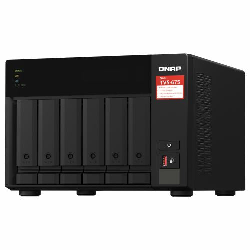 NAS sistem Qnap TVS-675-8G 6 rež, 8-jedrni 2,5 GHz procesor, 8 GB DDR4, 2x 2,5 GbE LAN, PCIe razširitev, M.2/SATA SSD podpora