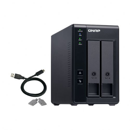 NAS sistem Qnap TR-002 2-režni USB-C, RAID 0/1/JBOD, hot-swap, podpora za Windows/Mac/Linux, črna