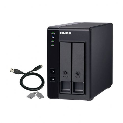 NAS sistem Qnap TR-002 2-režni USB-C, RAID 0/1/JBOD, hot-swap, podpora za Windows/Mac/Linux, črna