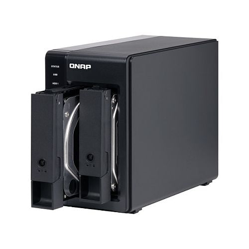 NAS sistem Qnap TR-002 2-režni USB-C, RAID 0/1/JBOD, hot-swap, podpora za Windows/Mac/Linux, črna