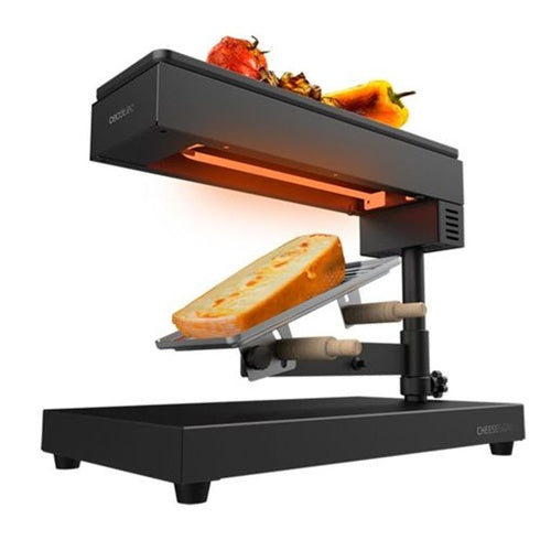 Raclette Cecotec Cheese&Grill 6000 black, 600 W, stainless steel, thermostat, non-stick coating, reversible paddles