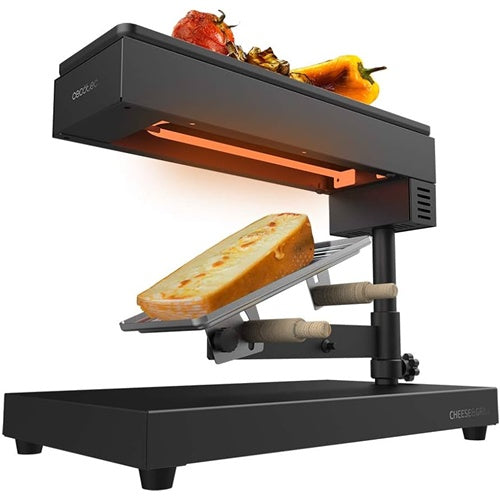 Raclette Cecotec Cheese&Grill 6000 black, 600 W, stainless steel, thermostat, non-stick coating, reversible paddles