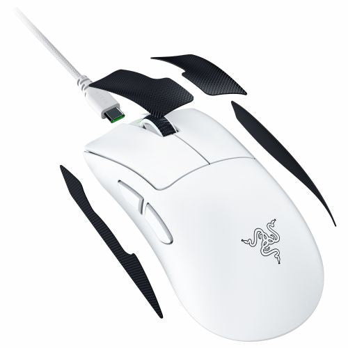 Miška Razer Deathadder V4 Pro bela, 45000 DPI, optična, žična/brezžična, 6 programabilnih tipk, 150 ur delovanja