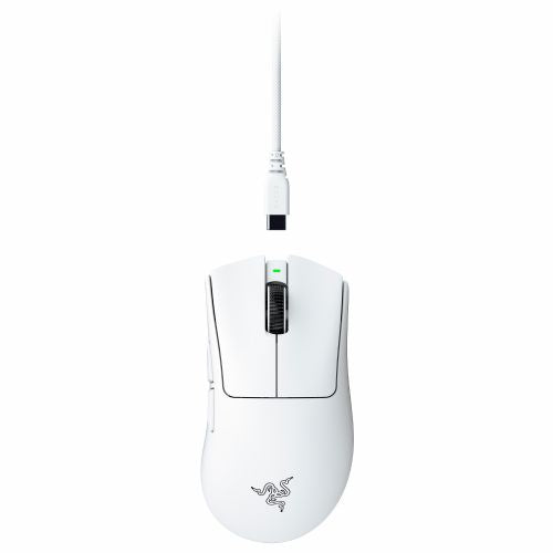 Miška Razer Deathadder V4 Pro bela, 45000 DPI, optična, žična/brezžična, 6 programabilnih tipk, 150 ur delovanja