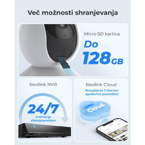Reolink IP Kamera E serija E330 Wi-fi, Notranja, 5MP, Auto sledenje,Bela WCEP5MP04PTW