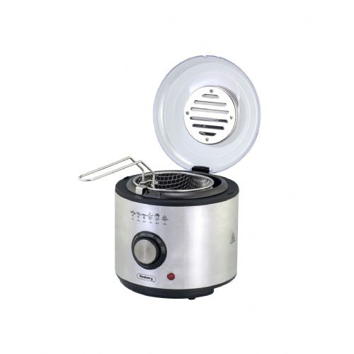 Rosberg R51980U deep fryer, 1 l, adjustable temperature 70–190 °C, stainless steel, overheating protection, transparent lid with filter