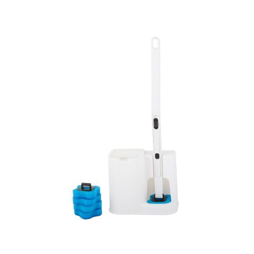 Toilet brush with cleaning sponge