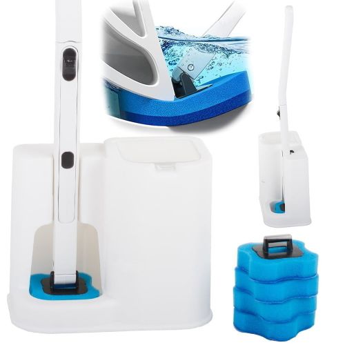 Toilet brush with cleaning sponge