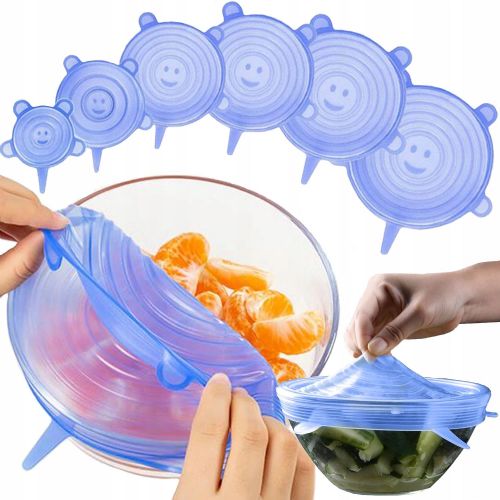 Set of 6 flexible silicone lids
