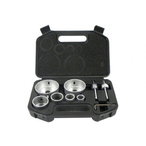 Diamond core saw set for ceramic tiles