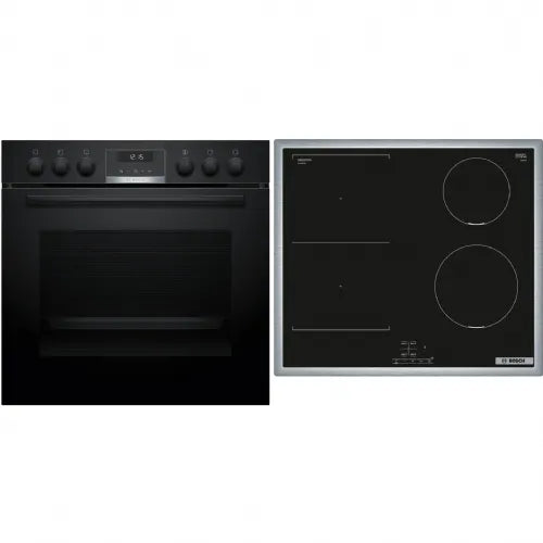 Set štedilnik + pečica Bosch HND616LS63, 71 l, indukcijska plošča, nerjaveče jeklo/črna
