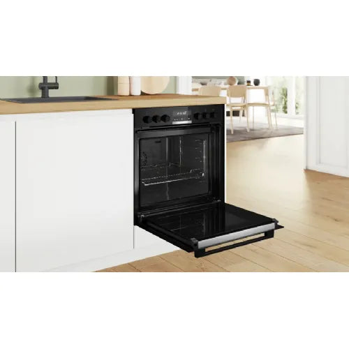 Set štedilnik + pečica Bosch HND675LS62, 71 l, indukcijska plošča, črna/nerjaveče jeklo