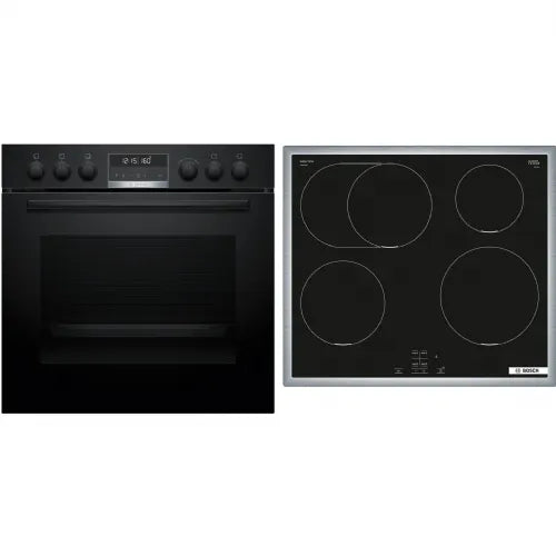 Set štedilnik + pečica Bosch HND675LS62, 71 l, indukcijska plošča, črna/nerjaveče jeklo