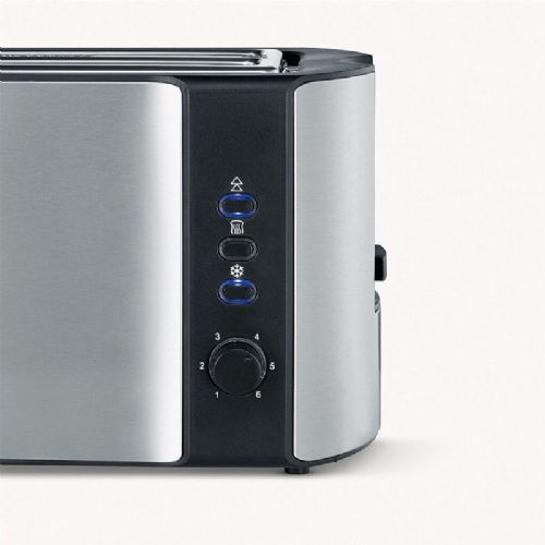 Severin AT2590 toaster with long slots (4 slices), 1400 W, stainless steel/black