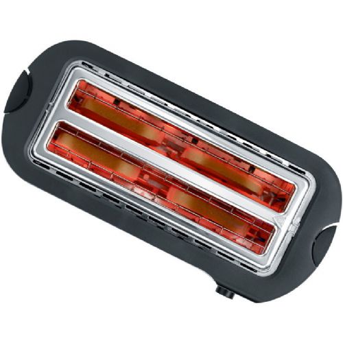 Severin AT2590 toaster with long slots (4 slices), 1400 W, stainless steel/black