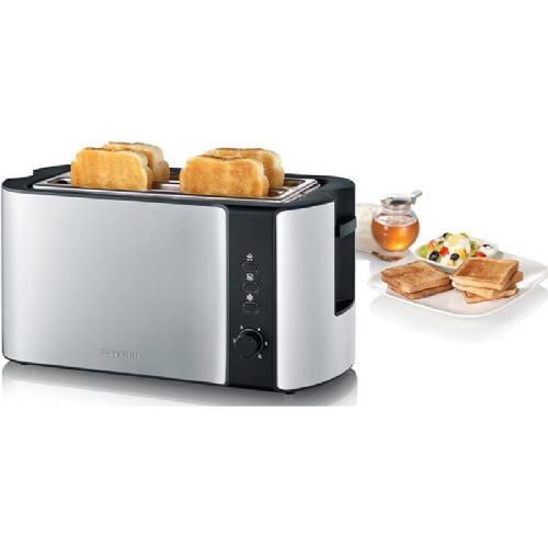 Severin AT2590 toaster with long slots (4 slices), 1400 W, stainless steel/black