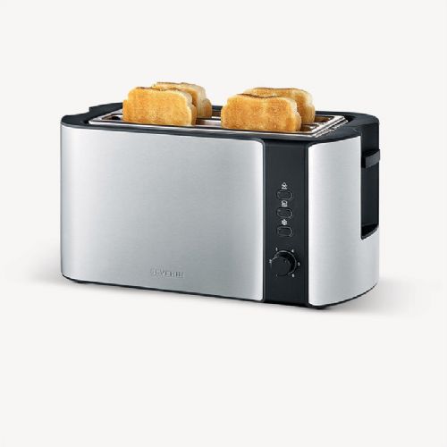 Severin AT2590 toaster with long slots (4 slices), 1400 W, stainless steel/black
