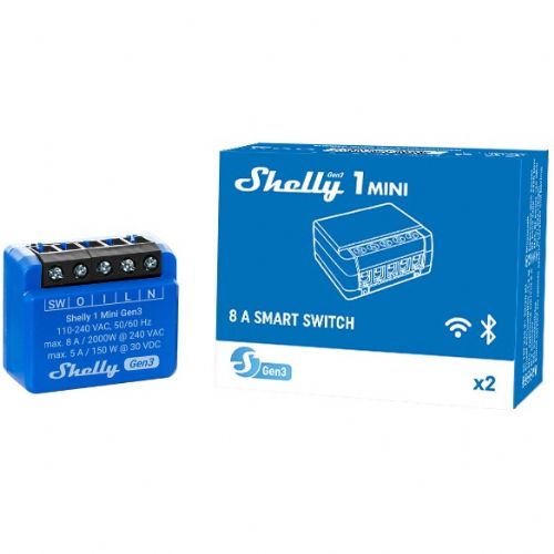 Kanalni podometni Shelly relePlus 1 Mini Gen. 3" WLAN BT max. 8A 1