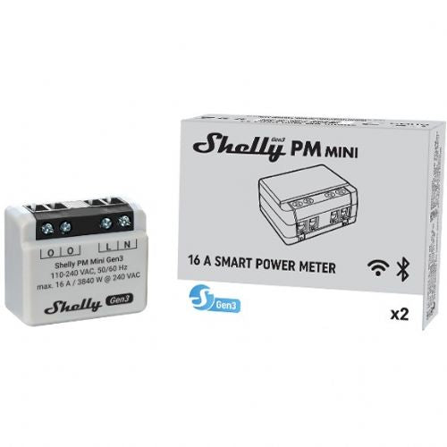 Shelly rele ''Plus PM Mini Gen. 3'' WLAN BT podometna