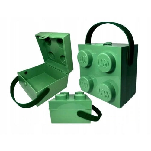 Škatla za shranjevanje Lego, gradnik 4, z ročajem, zelena