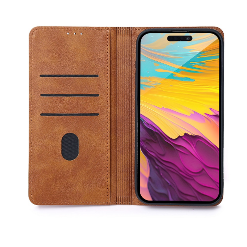 Havana Sleek flip case for Samsung Galaxy A18, TPU, artificial leather, magnetic closure, brown