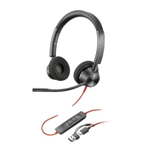 Slušalke HP Poly Blackwire 3320M USB-C Stereo-Headset +USB-C/A-Adapter, MS, črna